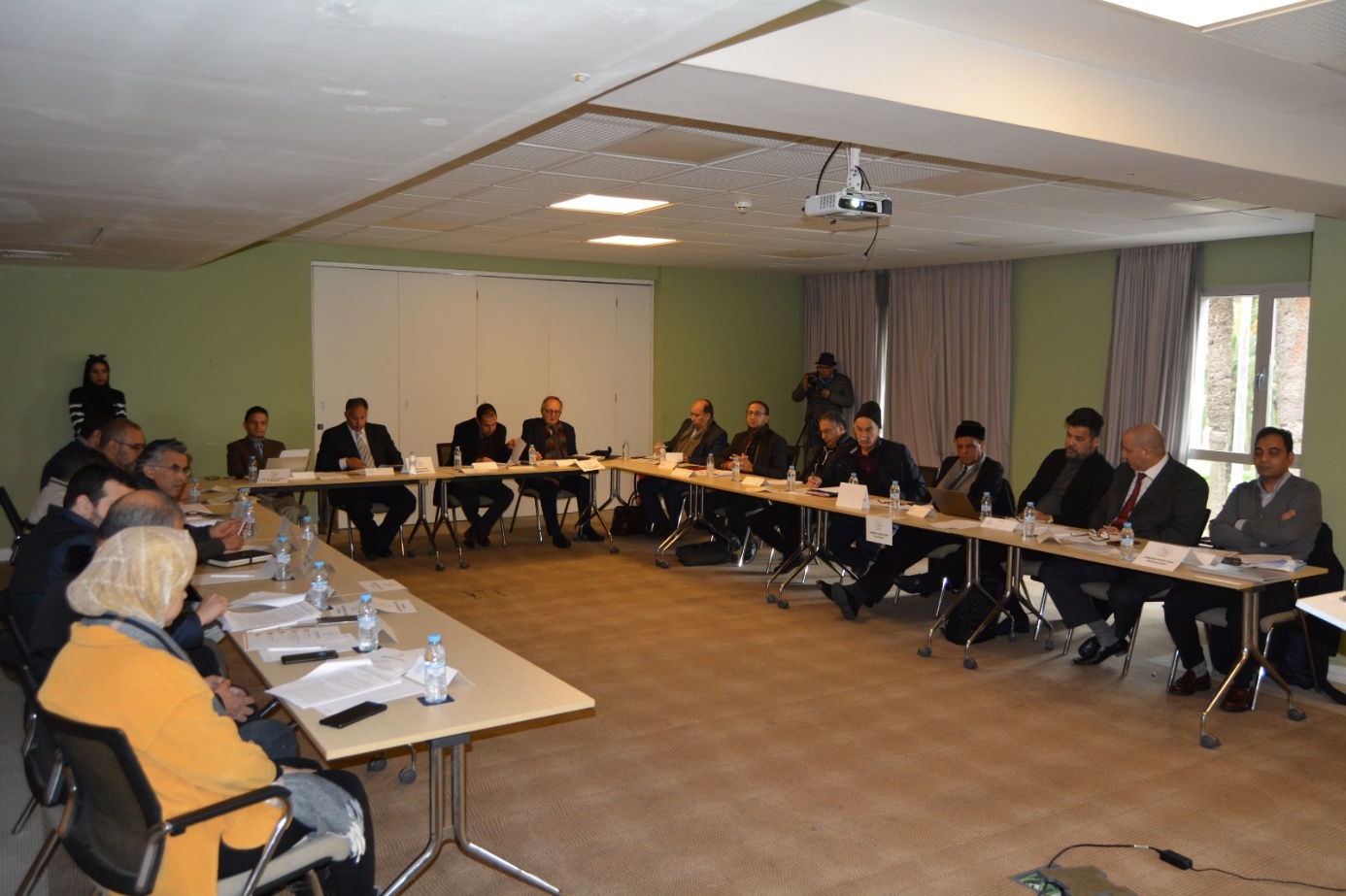 Membres réunis autour des tables de conférence lors de l'assemblée constitutive
